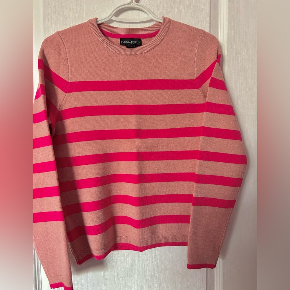 Cynthia Rowley Striped Pink and Tan Women's Sweater Sz.S